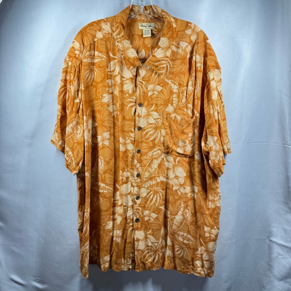 Panama Jack Men’s 3XL Hawaiian Orange and Cream Short Sleeve Button Up Shirt